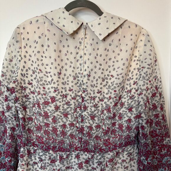 Vintage Off White Gown with Red/Blue Flowers - Picture 5 of 5